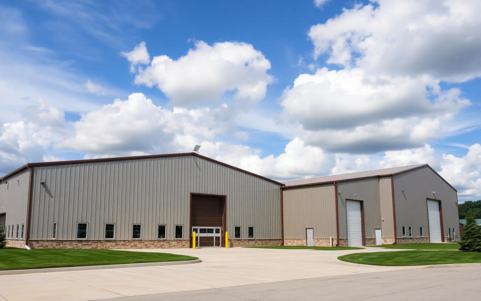 Commercial industrial building exterior in Northern Indiana