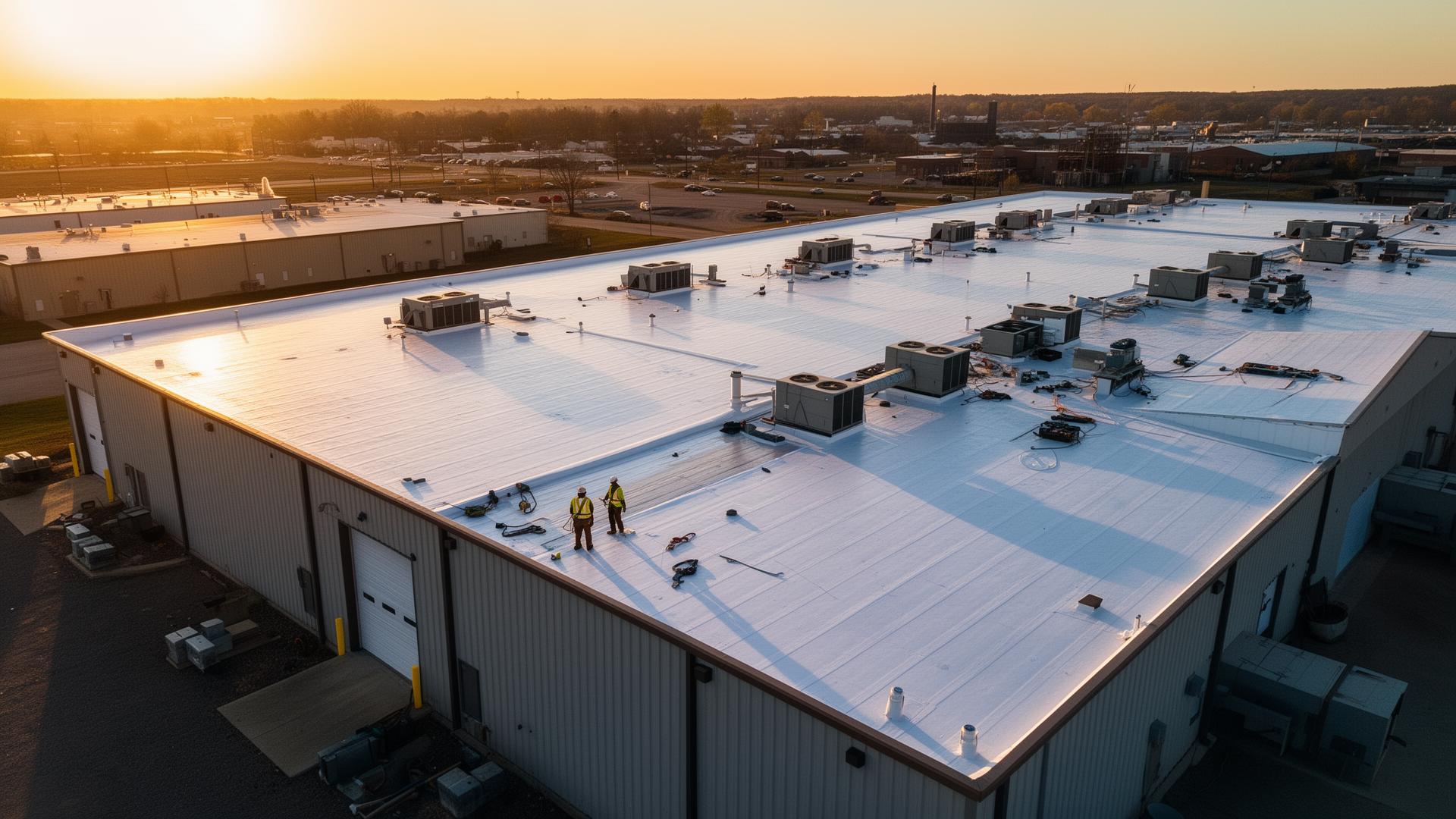 Commercial flat roof installation in Northern Indiana