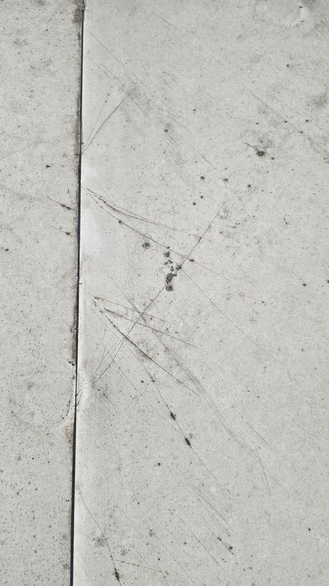 Worn roof membrane with surface scratches and seam separation